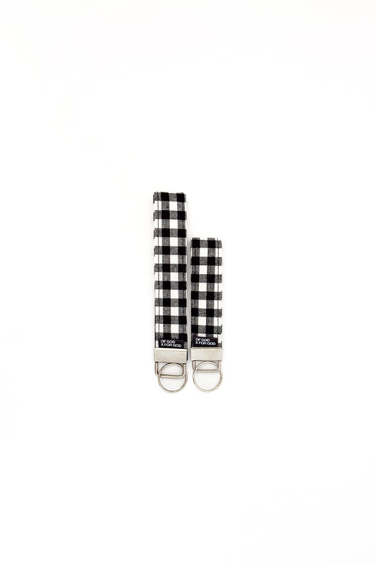 Black Gingham Wristlet Keychain