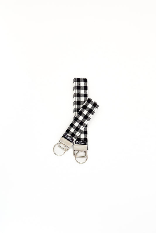 Black Gingham Wristlet Keychain