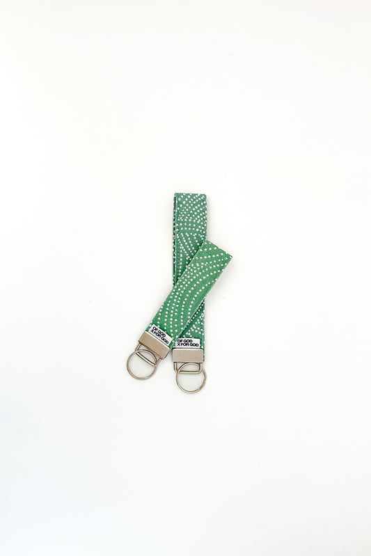 Sage Dotted Wristlet Keychain