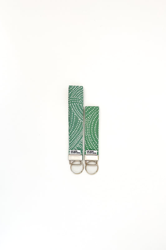 Sage Dotted Wristlet Keychain