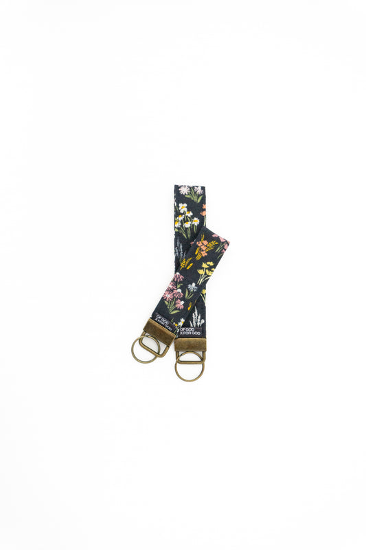 Navy Floral Field Wristlet Keychain