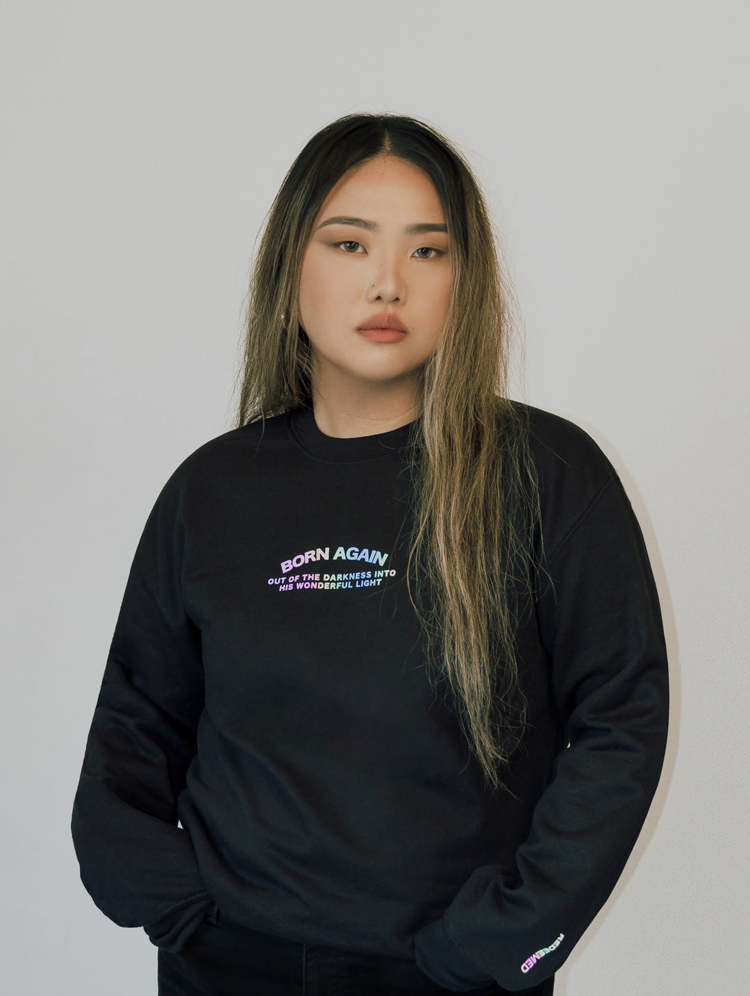 Born Again Reflective Rainbow Crewneck Sweatshirt